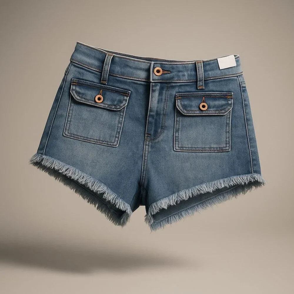 Celebrity Pink Raw Edge Cutoff Denim Shorts Womens 9/29 Blue Motivational Wash - Picture 1 of 16